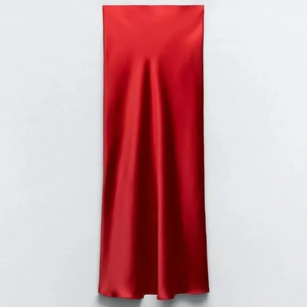 ZARA SATIN EFFECT LONG SKIRT - Picture 5 of 9